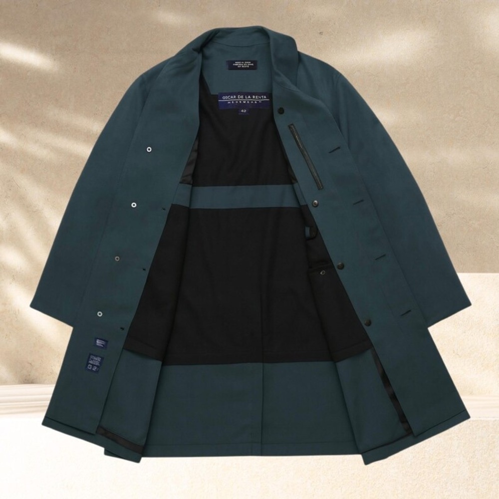 Oscar de la Renta Vintage Teal Blue Coat: Men's Size 42 (Oversized Fit)